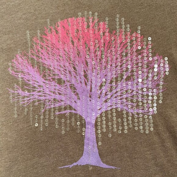 Aeropostale Cotton Blend Wide Neck Long Sleeve Sweater Sequin Tree Print XS - Picture 3 of 14